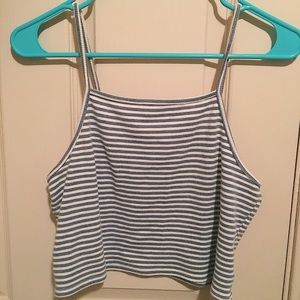 Striped high neck tank top